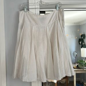 Ralph Lauren White 100% Linen Skirt High Waist Fit and Flare Thigh Length